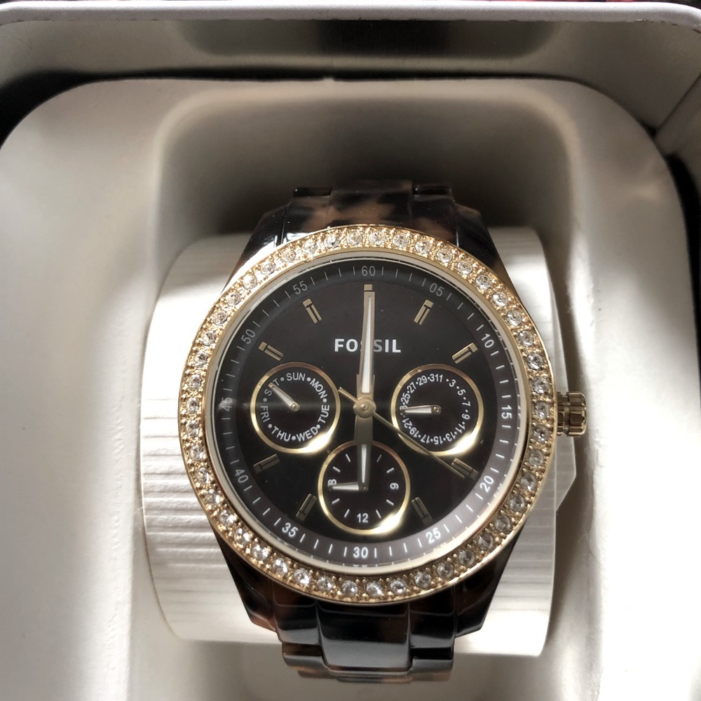 Tortoise Shell Fossil Watch